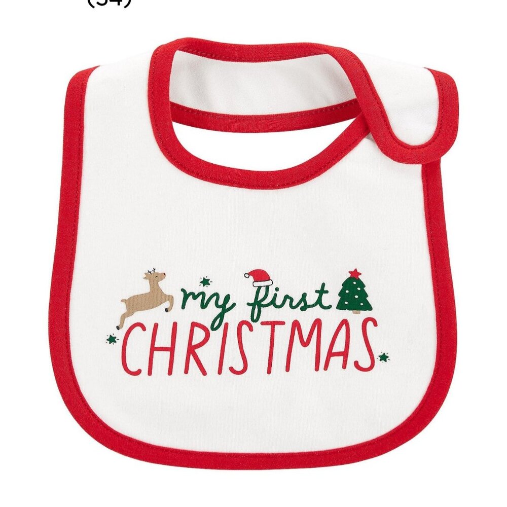 Baby Girl Carter's First Christmas Teething Bib  New with Tags